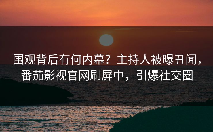 围观背后有何内幕？主持人被曝丑闻，番茄影视官网刷屏中，引爆社交圈