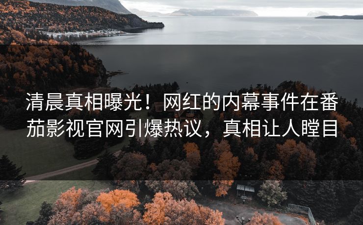清晨真相曝光！网红的内幕事件在番茄影视官网引爆热议，真相让人瞠目