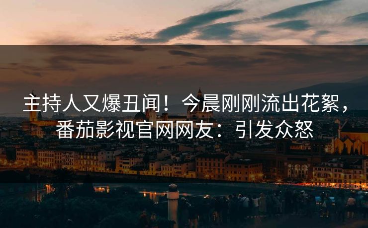 主持人又爆丑闻！今晨刚刚流出花絮，番茄影视官网网友：引发众怒