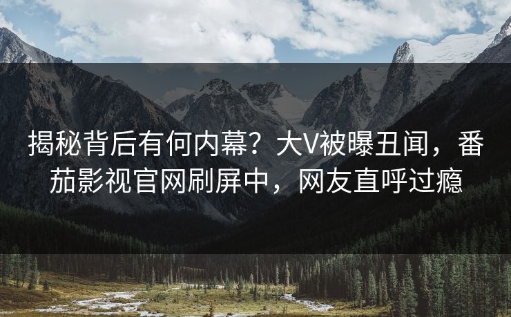 揭秘背后有何内幕？大V被曝丑闻，番茄影视官网刷屏中，网友直呼过瘾