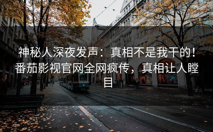 神秘人深夜发声：真相不是我干的！番茄影视官网全网疯传，真相让人瞠目