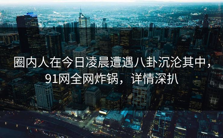 圈内人在今日凌晨遭遇八卦沉沦其中，91网全网炸锅，详情深扒