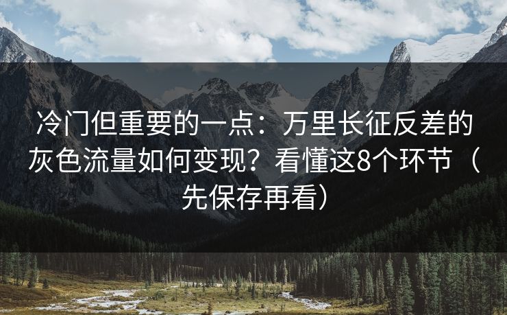 冷门但重要的一点：万里长征反差的灰色流量如何变现？看懂这8个环节（先保存再看）