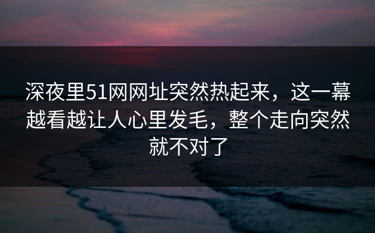 深夜里51网网址突然热起来，这一幕越看越让人心里发毛，整个走向突然就不对了